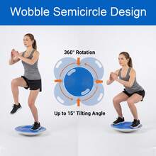 Fitness Wobble Core Balance Board 15° With Handles Strength Trainer Home Gym - Blue - View 4