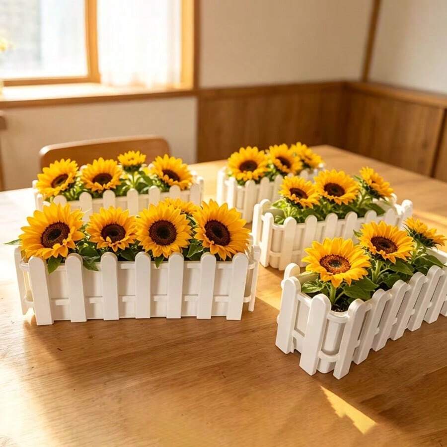 1件/2件/3件/4件/6件/7件/8件/9件/10件 人造肉感紋理圍欄人造花裝飾,附小圍欄碎花花藝長款塑膠花盒,居家裝飾花籃 - 花盆 - 查看 1