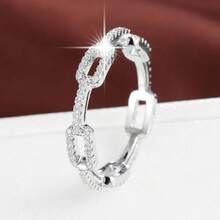 1 pièce Bague exquise pour femme avec design de chaîne et incrustation de zircone cubique - Multicolore - Voir 3
