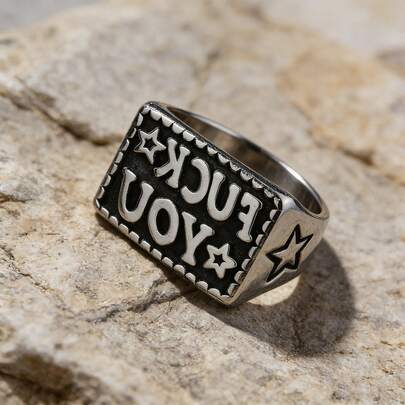 1PC Fashionable Creative Personalized Punk Letter Ring Suitable For Women's Parties, Banquets, And Holiday Gifts