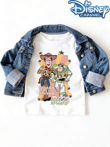 Disney T-Shirts Featuring Judy And Buzz Lightyear Designs, Suitable For Boys And Girls To Wear During Outdoor Activities And Trips To Disneyland. - 白色 - 查看 2