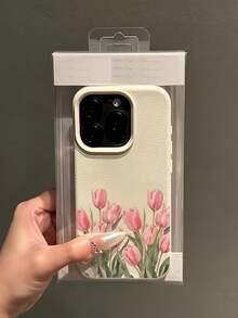 1件白色極簡風個性化淡粉色鬱金香圖案手機殼，適用於 iPhone 16 Pro Max/17/16/15/14 Plus/13/12/11/Air 系列保護殼 - 彩色 - 查看 3