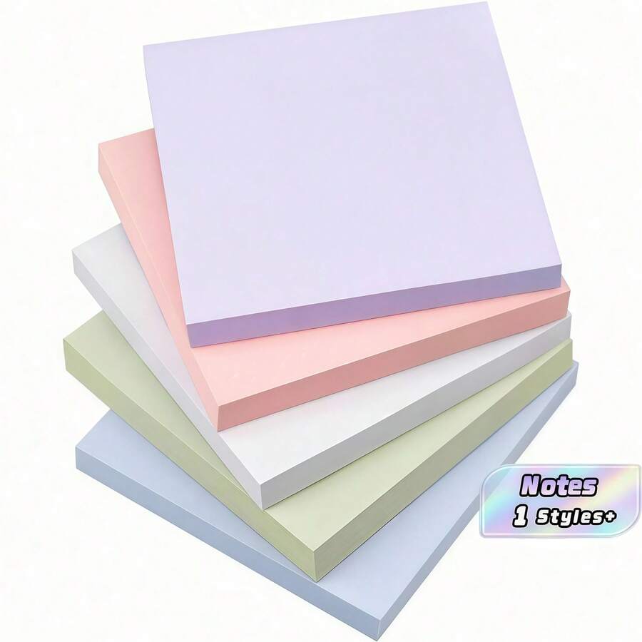 3x3 Adhesive Sticky Notes, Macaron Color Self-Adhesive Sticky Note Pads, Easy To Stick, Suitable For Home, Office, School, 1/5 Pack (100 Sheets/Pad)