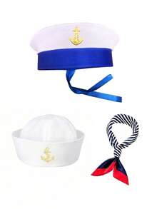水手帽套裝 萬聖節 海軍船長角色扮演 遊艇派對帽 舞台表演 Cosplay 夏季海灘 - 彩色 - 查看 11