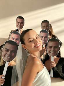 Personalized Oversized Photo Props: Custom Handheld Face Silhouettes And Pet Portraits-Ideal Photo Props And Fun Accessories For Bachelor/Bachelorette - Multicolor - View 6