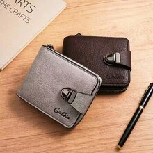 Men's Litchi Grain Wallet, Short Style High-Quality Snap Closure Bifold Wallet, Multi-Card Slots Large Capacity Coin Purse - Multicolor - View 5
