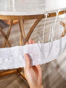 Transparent Plastic Tablecloth Cover, Round Waterproof PVC Plastic Tablecloth With White Lace Trim, Oil-Proof, Suitable For Dining Table, Kitchen, Home - Multicolor - View 7