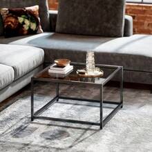 Square Side Table With Tempered Glass Top, Coffee Table With Steel Legs, 68 X 68 X 39 Cm, Black - Black - View 7
