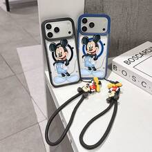 This Disney Mickey Mouse Pattern Lanyard Phone Case Features A Strong Magnetic Closure And Full Coverage Of Acrylic And TPU Material. It's Shockproof, Lightweight, And Suitable For IPhone17/16/11/13/15/15 Plus/15 Pro/15 Pro Max/12/14 Pro Max/11 Pro Max/12 Pro/12 Pro Max/13. It's A Popular Birthday Gift, Business Gift, Durable, Stain-Resistant, And Fingerprint-Resistant New Phone Case For Men And Women. It Also Includes A Mickey Mouse Phone Case And Mickey Mouse Doll Bracelet. Compatible With SamsungGalaxy S20, S21, S22, S23, And S24 Series. It's The Perfect Gift For Friends And Family. This Stylish Phone Case Is Fun, Lightweight, And Durable. IPhone17 Pro Max Phone Case, Minnie Phone Case. - Pink - View 3
