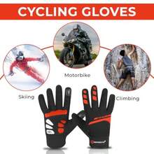 Cycling Gloves For Men Women, Full Finger, Anti-Slip Touchscreen Breathable Mountain Bike Gloves For MTB Riding, BMX, ATV, Road Racing, Bicycle.Climbing And Outdoor Sports - 紅色的 - 查看 2