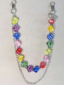 1pc Transparent Mixed Color Women's Punk Style Spiked Waist Chain Pants Chain, Hip-Hop Ins Minimalist Waist Chain, Suitable For Decorating Keychains, Wallets And Bags, Random Color Sequence - Multicolor - View 3