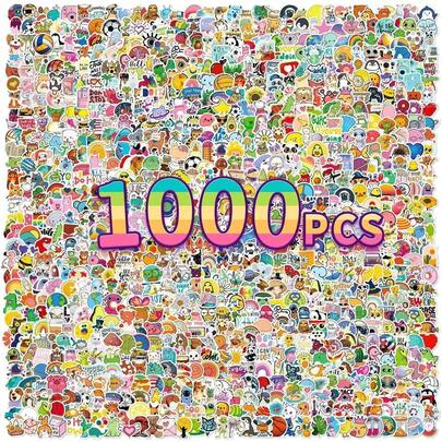 1000 szt. uroczych wodoodpornych naklejek z kreskówkowymi motywami, losowy zestaw bez powtórzeń, 1000 wzorów kawaii, trwałe upominki na imprezę, wypełniacze do świątecznych skarpet, dekoracje urodzinowe, słodki prezent świąteczny