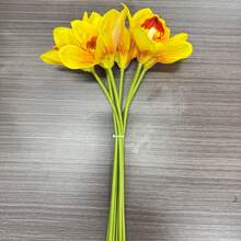 6pcs/Set New 6-Stem Long Stem Large Flower Orchid Artificial Flower Bouquet, High-End Home & Office Desktop Decor Faux Flowers - Multicolor - View 18