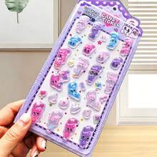 Nuevas pegatinas de cristal en relieve 3D con diseño de conejo pequeño y lindo, pegatinas de relieve sólido de personajes para álbum de recortes infantil, decoración de funda de teléfono, intercambio y colección de pegatinas, adecuadas para niños, estudiantes y adultos, regalo de vacaciones, regalo de cumpleaños, regalo del Día del Niño, regreso a la escuela, regalo de temporada de graduación, recuerdo de fiesta, libro de pegatinas de conejo de pasillo, juguete de pegatinas de cristal en relieve de dibujos animados - Multicolor - Ver 6