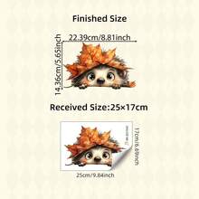 1/6pcs/Set Autumn Window Clings, Cute Squirrel With Pumpkins Fall Tree Decals, Thanksgiving Harvest Festival Static Stickers For Home Kitchen Living Room Kid's Room Decor, Removable No Glue Needed Autumn Maple Leaf Bird Decor For Glass Door - Multicolor - View 13