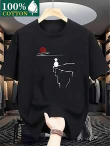 Tops,Men's 180gsm Heavyweight 100% Cotton - 黑色 - 查看 1