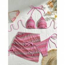 New Three-Piece Swimsuit Set With Embroidery And Gradient, Very Sensual - Blue - View 6