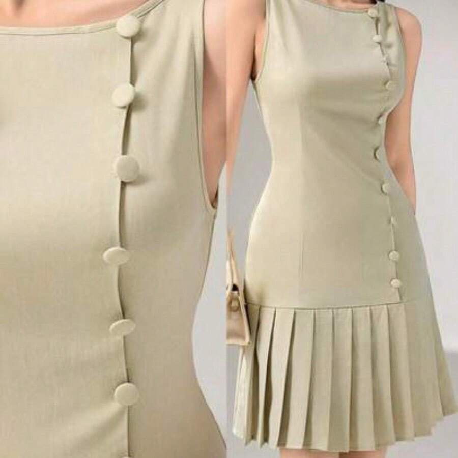 Women Midi Dresses - Khaki - View 1