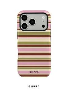 GIIPPA 1 Stück Warmes Braun, Hellrosa, Beige, Olivgrün Vierfarbiges Gemischtes Horizontales Streifenmuster Design Handyhülle für Handy 17 Pro Max, kompatibel mit Handy 16 Pro Max, 15 Pro Max, 14 Pro Max, 11/12/13/14/15/16 Pro Max Plus, koreanischer Stil High-End Mode lustige Handyhülle, elegantes Design geeignet für Männer und Frauen, perfektes Geschenk für Freundin zu Weihnachten, Valentinstag, Ostern, Hochzeitssaison und Geburtstag! - Verschiedenfarbig - Übersicht 1