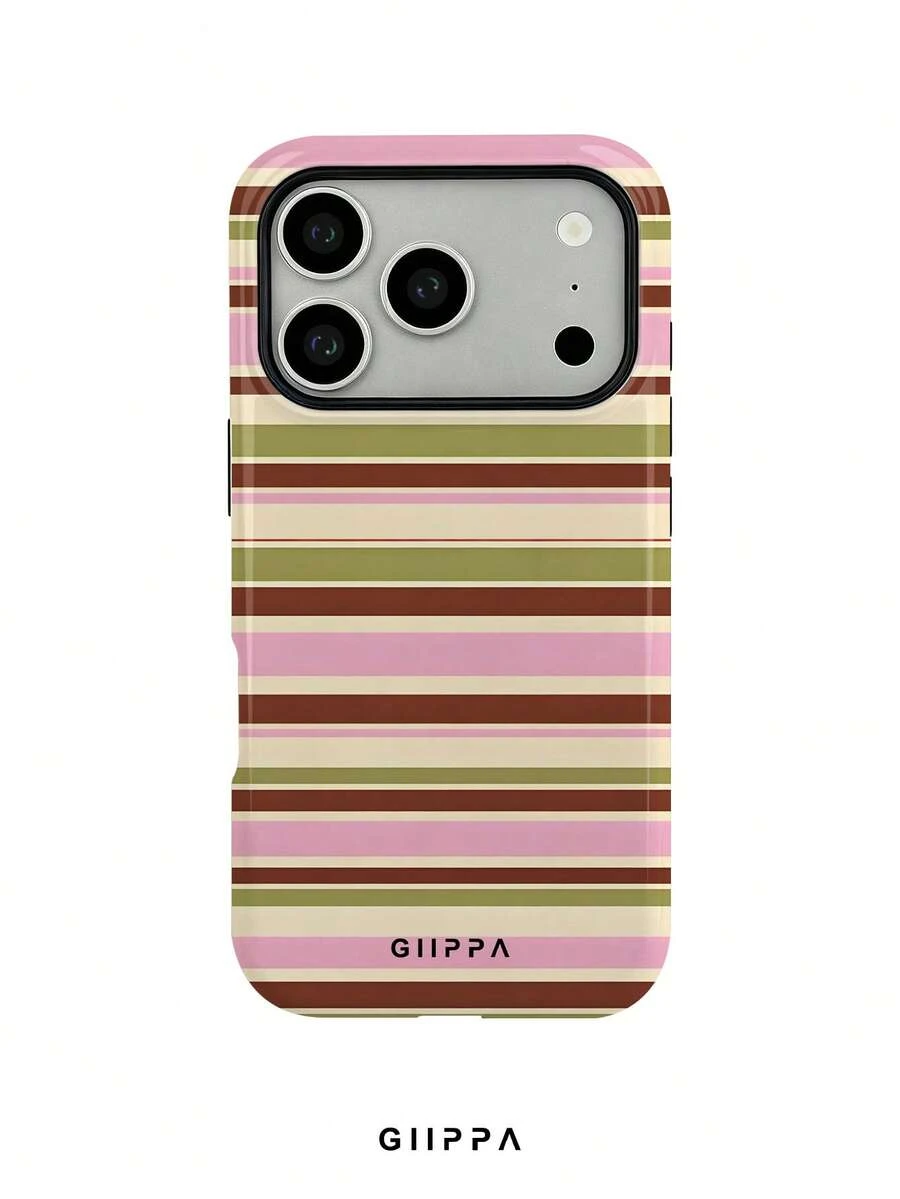 GIIPPA 1 Stück Warmes Braun, Hellrosa, Beige, Olivgrün Vierfarbiges Gemischtes Horizontales Streifenmuster Design Handyhülle für Handy 17 Pro Max, kompatibel mit Handy 16 Pro Max, 15 Pro Max, 14 Pro Max, 11/12/13/14/15/16 Pro Max Plus, koreanischer Stil High-End Mode lustige Handyhülle, elegantes Design geeignet für Männer und Frauen, perfektes Geschenk für Freundin zu Weihnachten, Valentinstag, Ostern, Hochzeitssaison und Geburtstag! - Verschiedenfarbig - Übersicht 1