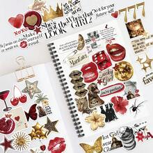 50 Gold And Red Sticker Set, Suitable For Notebooks, Journals, And Phone Cases - FE304 - View 2