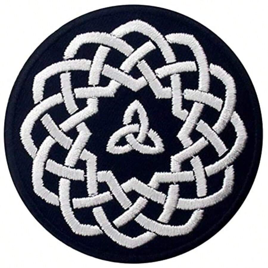 ケルトノットサークル刺繍入りアイロン貼り付け/縫い付けワッペン - 写真のように - チェックする 1
