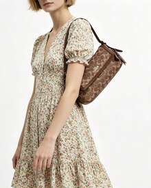 Coach Etta 25 Women's Shoulder Bag Monogram Hobo Flap Bag Crossbody Bag With Adjustable Strap - Brown - View 8