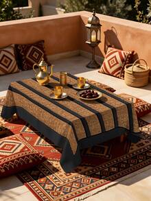 1/2pcs Tablecloth, Striped Texture Tablecloth Polyester Material Suitable For Round Square Dining Tables Kitchen Restaurant Coffee Table Desktop Decoration Picnic Camping Country Farmhouse Style Multi-Scene Application Desktop Protection Holiday Arrangement Simple Retro Design Warm Home Atmosphere Enhance Dining Experience - Multicolor - View 15