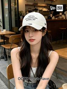 New Era Off-White Address Logo Baseball Cap, Casual Minimalist Style, UPF50+ Sun Protection, Suitable For Daily And Outdoor Wear - White - View 3