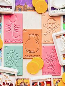 1/5pcs Mexican Colorful Bingo Game Card Shaped Handmade Clay Cutting Mold, Suitable For DIY Statement Earrings - White - View 1