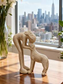 Estatua de resina de niña y perro - Acabado de piedra arenisca falsa - Recuerdo de una amistad conmovedora - Adecuado para uso en interiores y exteriores - Decoración de escritorio y jardín - Un deleite para los amantes de las mascotas - Regalo creativo para cumpleaños, Navidad y días festivos - Chica amante de los animales - Ver 4