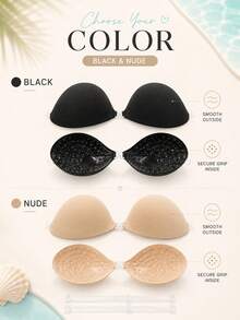 2 PIEZAS Sujetador Adhesivo Sin Tirantes con Efecto Push Up para Mujer con Tirantes Transparentes Desmontables, Sujetador Invisible sin Espalda para Vestidos de Verano - Multicolor - Ver 4