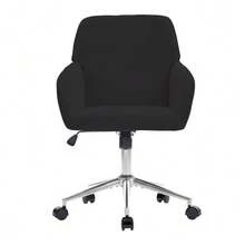 Height-Adjustable Swivel Office Chair For Home And Bedroom, Ergonomic Swivel Chair With Backrest, Suitable For Long Periods Of Sitting. Black - 黑色 - 查看 1