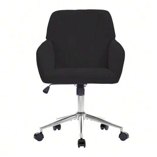 Height-Adjustable Swivel Office Chair For Home And Bedroom, Ergonomic Swivel Chair With Backrest, Suitable For Long Periods Of Sitting. Black - 黑色 - 查看 1
