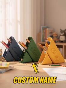 Personalized Pencil Case, Custom Name PU Zipper Pouch, Large Capacity Pencil Box, Small Exquisite Back To School Stationery Box, Customizable Logo, Back To School Supplies, Multifunctional, Decorative, Reusable, Modern, Colorful, Cute, Retro, Cartoon - Multicolor - View 2