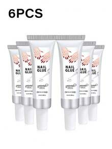 Super Strong Nail Glue 6pcs/Set 10ml Bottle Quick Dry Nail Adhesive Waterproof Long Lasting Suitable For Artificial Nails - 10ml Silver Tube - View 14