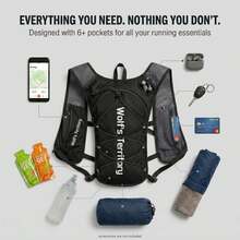 Chaleco de hidratación ligero de 5L para correr, adecuado para trail running, senderismo, maratón y ciclismo - Negro - Ver 3