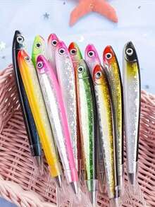 1pc Colorful Fish-Shaped Ballpoint Pen, Medium Tip, Plastic Body, Rectangular Body - Suitable For Teens And Adults - Perfect For School, Office And Entertainment - Unique Student Gift And Back To School Essential (Random Color) - A - View 2