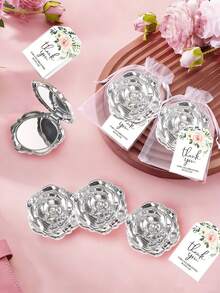 Brodark 6sets Bride Team Wedding Party Favor Mini Rose Shaped Pink Mirror, White Drawstring Bag And Thank You Card Set, Bridal Party Supplies, Suitable For Bridesmaids And Ladies Bachelorette Party, Spa Sleepover, Birthday Party, School Opening Gift, Daily Gathering, New Year Gift, Girlfriend, Mother's Day Creative Gift - Rose Mirror - View 12