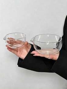 1pc Ins Minimalist Transparent Glass Tea Bowl Matcha Bowl, Matcha Whisking Tool, Matcha Brush Stirrer, Tea Whisk Set, Tea Sea Tea Divider - Transparent - View 7