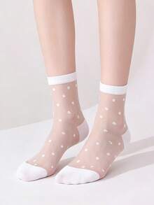 2 Paar Mädchen Polka Dot Mesh atmungsaktive dünne Knöchelsocken, süß und niedlich für den täglichen Mädchen-Gebrauch, Frühling/Sommer - Verschiedenfarbig - Übersicht 6