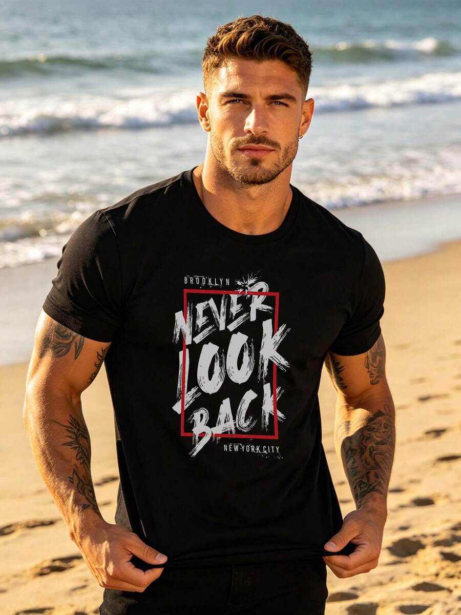 Men T-Shirts - 黑色 - 查看 1