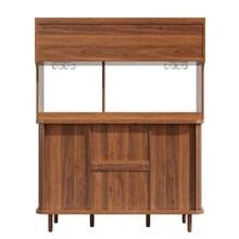High-Quality Sideboard With Rattan Look And Glass Sliding Doors, 174.5cm High Kitchen Cabinet With Storage Space, Natural Wood/Walnut Look, Load Capacity Up To 60kg - Walnut - View 7