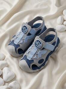 1 par de sandalias deportivas de moda para niños, sandalias planas de punta cerrada, suelas suaves antideslizantes, diseño de cierre de gancho y bucle fácil, adecuadas para actividades al aire libre, fiestas, vacaciones - Multicolor - Ver 4