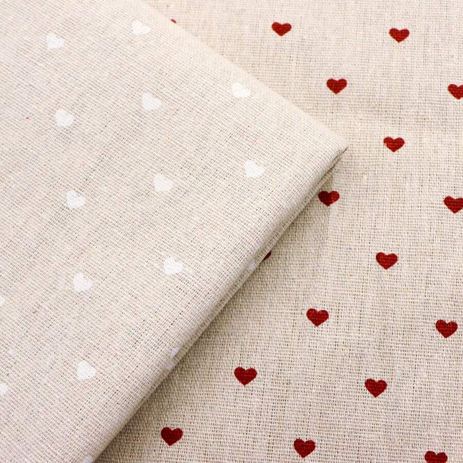 1 Lembar Kain Linen Bermotif Hati, Ukuran 150x50cm, Lembaran Kain Potong Siap Pakai, Sempurna untuk Taplak Meja, Sarung Bantal & Aksen Dekoratif Rumah, Kain Dekorasi Rumah | Kain Bermotif Geometri | Dekorasi Rumah Tahan Lama, Kain Linen - bawaan - View 1