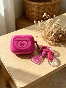 Ombre Heart + Hoop Earphone Case, Pink Heart Protective Cover Compatible With Apple 1/2/3, Pro/New Pro3 Wireless Bluetooth Earphones - Multicolor - View 11