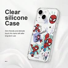 Ốp lưng điện thoại hình Người Nhện Marvel hoạt hình dễ thương, chất liệu TPU silicon trong suốt, phù hợp với iPhone 17/17 Pro/17 Pro Max/16/15/14/13/12 Pro & Pro Max Series - Across The Universe, City Hero, Web Head, Miles, Handsome, Comic Style - Trong sáng - Xem 3