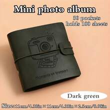1pc Mini Photo Album - Faux Leather Cover, Holds 100 Photos - Replaceable Inner Pages, Photo Storage Album, Large Capacity Album, Portable 3-Inch Travel Keepsake Storage Album - Essential Holiday Gift, Photo Sharing Scrapbook, Thanksgiving Memory Organizer, Compact Collection Box, Minimalist Home Decor - View 7