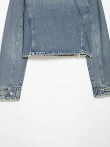 THREADLY Spring/Summer New Women's European And American Style Fashion Simple Versatile Fitted Denim Jacket Casual - Blue - View 6