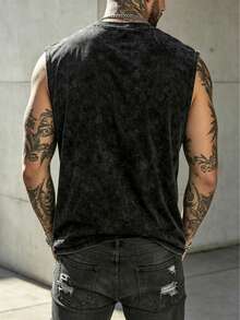 Disney Men's Summer Streetwear Sleeveless Vest - Featuring A Vintage Washed-Black Finish, This Vest Showcases A Graffiti-Style Print Of Mickey Mouse Dressed In Street Gear-Sporting A Red Cap, A Green Jacket, And Red Sneakers-Accented By Vibrant, Colorful Graffiti Graphics. This Retro-Washed, Casual Muscle Tank Is The Ideal Choice For Streetwear Ensembles, Summer Outfits, And Everyday Wear-Perfect For Disney Fans And Streetwear Enthusiasts Alike. - Black - View 4
